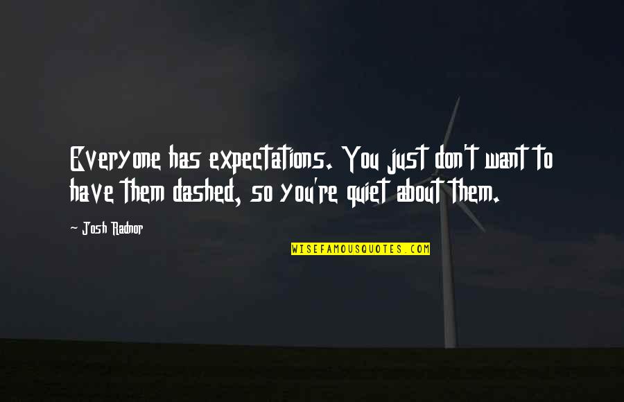 Restoration Lds Quotes By Josh Radnor: Everyone has expectations. You just don't want to Restoration Lds Quotes By Josh Radnor: Everyone has expectations. You just don't want to