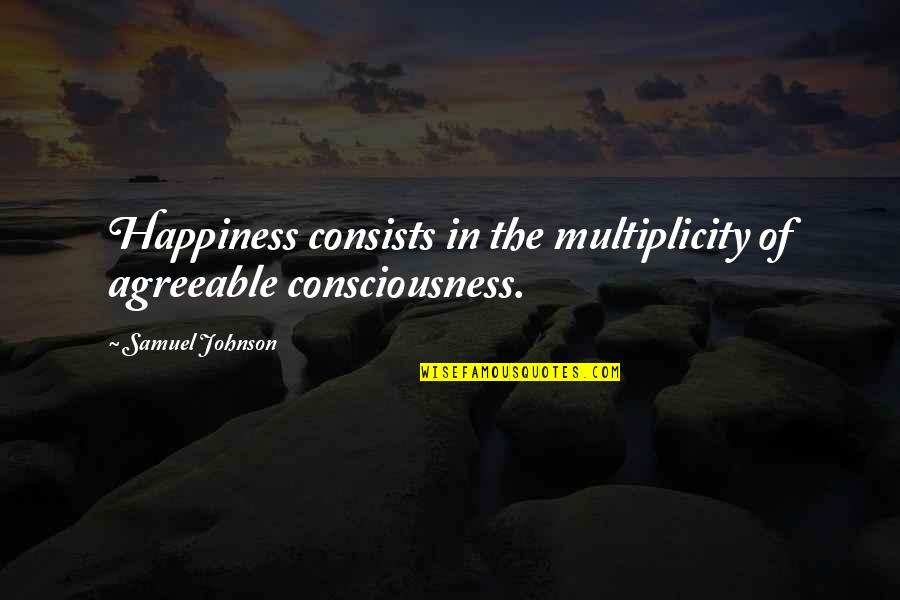 Restorational Quotes By Samuel Johnson: Happiness consists in the multiplicity of agreeable consciousness.