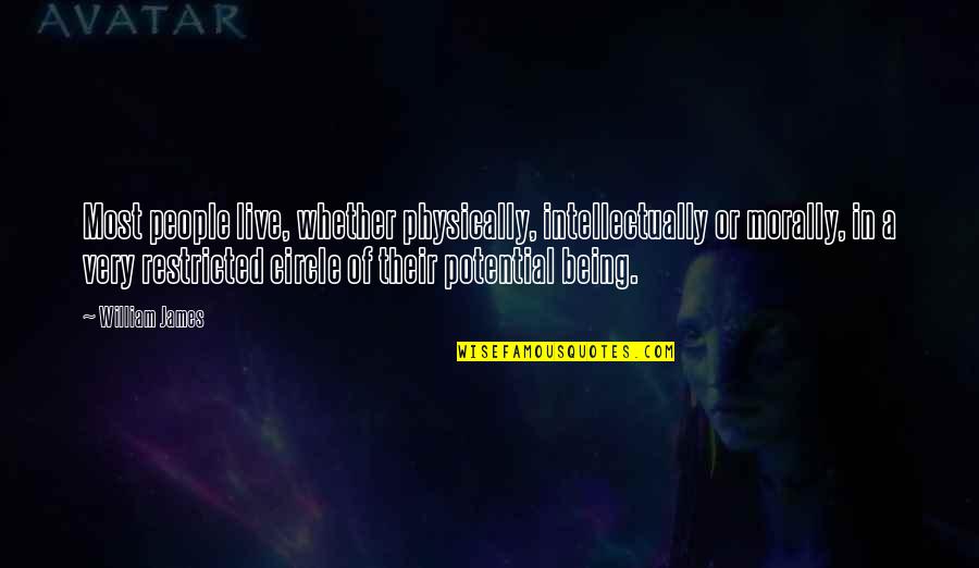 Restricted Quotes By William James: Most people live, whether physically, intellectually or morally,