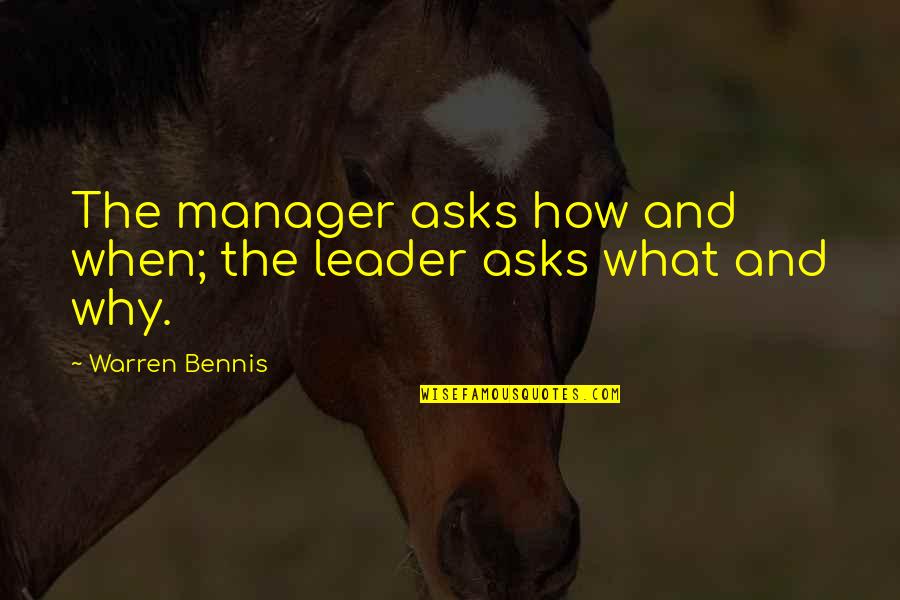 Restringido Sinonimos Quotes By Warren Bennis: The manager asks how and when; the leader