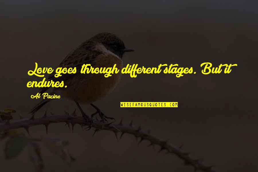 Restyled Furnishings Quotes By Al Pacino: Love goes through different stages. But it endures.