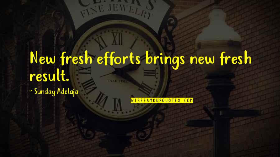 Results And Effort Quotes By Sunday Adelaja: New fresh efforts brings new fresh result.