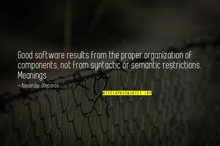 Results From Quotes By Alexander Stepanov: Good software results from the proper organization of Results From Quotes By Alexander Stepanov: Good software results from the proper organization of