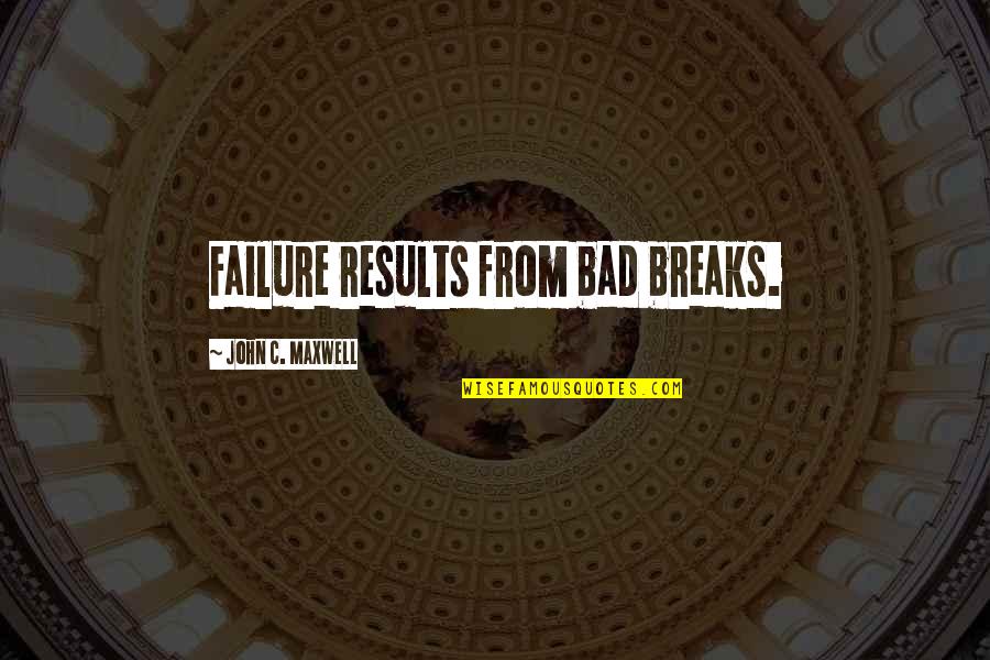 Results From Quotes By John C. Maxwell: Failure results from bad breaks. Results From Quotes By John C. Maxwell: Failure results from bad breaks.
