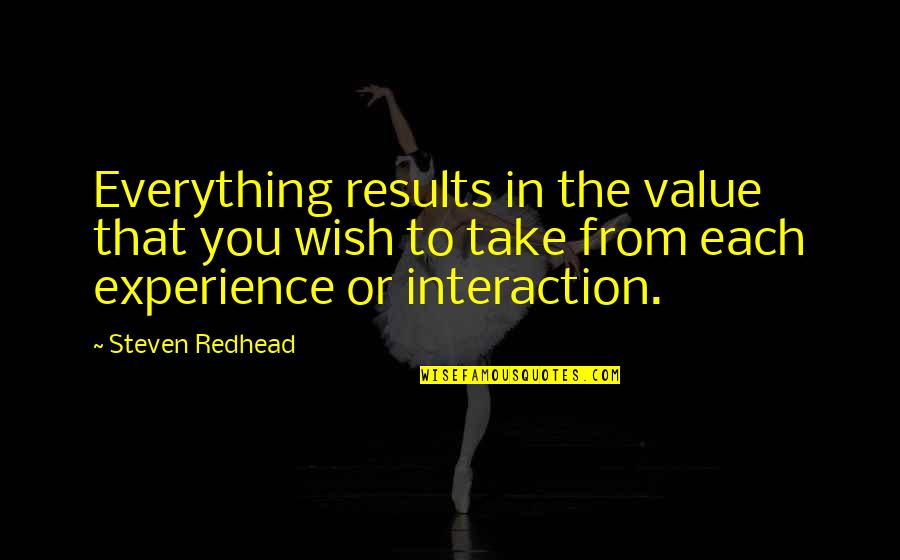 Results From Quotes By Steven Redhead: Everything results in the value that you wish Results From Quotes By Steven Redhead: Everything results in the value that you wish