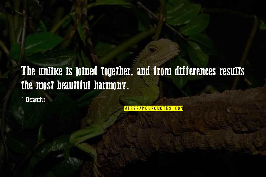 Results Quotes By Heraclitus: The unlike is joined together, and from differences