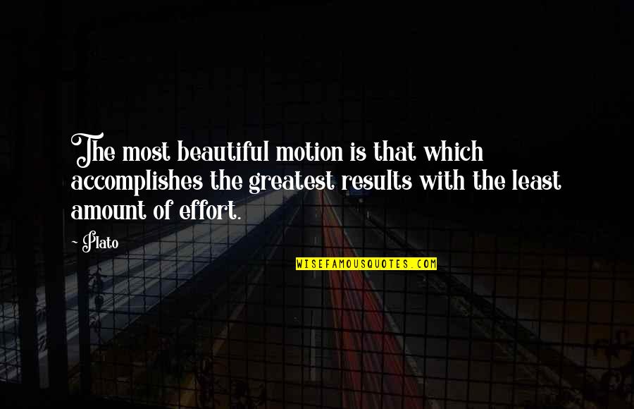 Results Quotes By Plato: The most beautiful motion is that which accomplishes