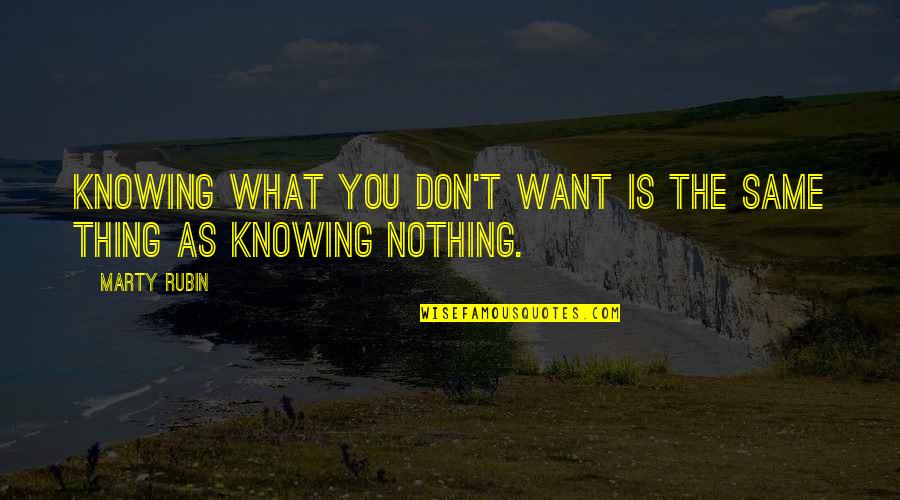 Resupplied Quotes By Marty Rubin: Knowing what you don't want is the same