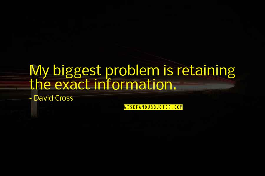 Retaining Information Quotes By David Cross: My biggest problem is retaining the exact information.