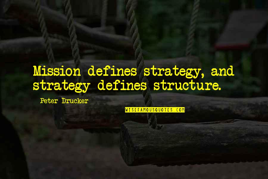 Retaken Quotes By Peter Drucker: Mission defines strategy, and strategy defines structure.