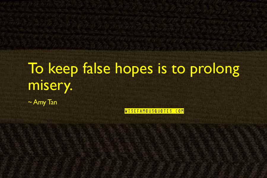 Retele Quotes By Amy Tan: To keep false hopes is to prolong misery.