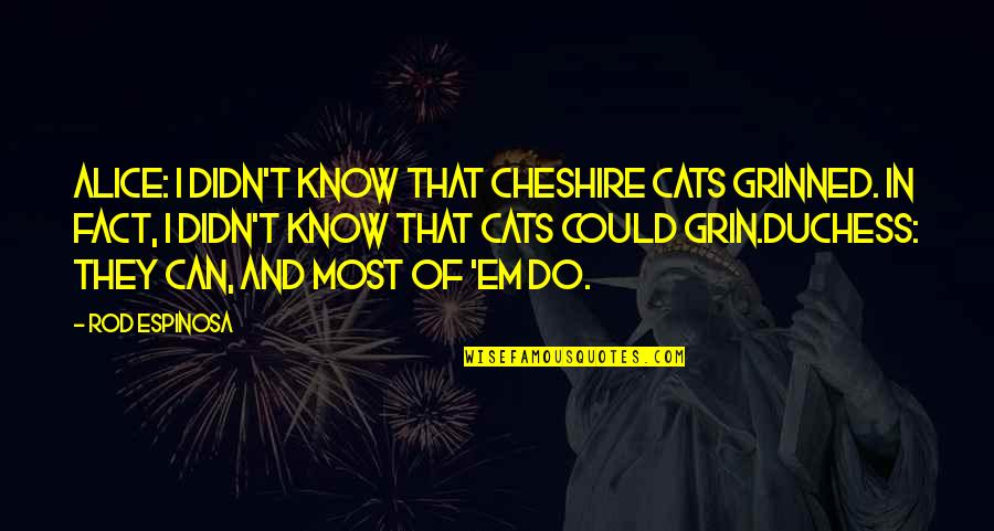 Retelling Quotes By Rod Espinosa: Alice: I didn't know that cheshire cats grinned.