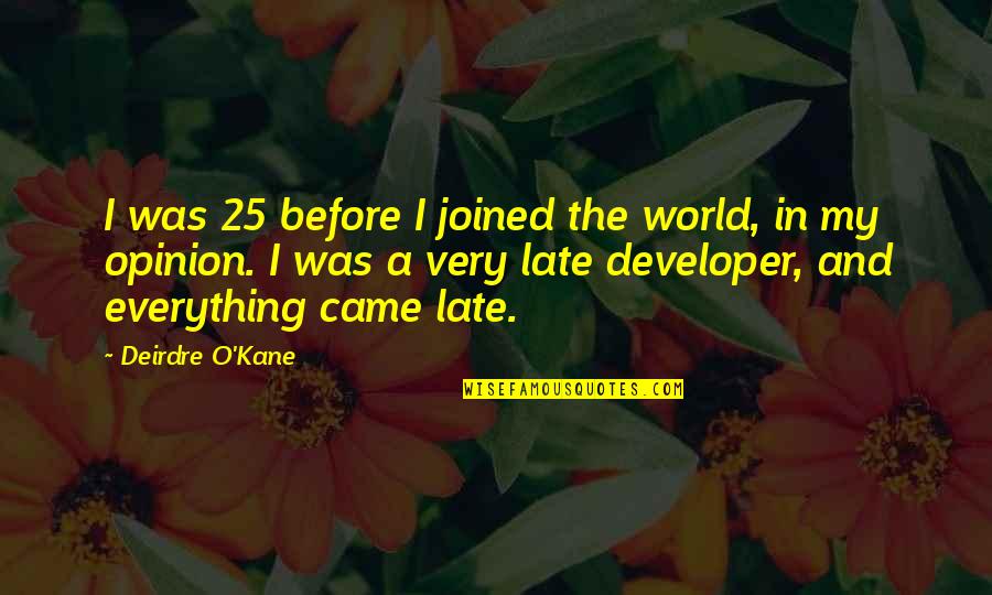 Retenue Synonyme Quotes By Deirdre O'Kane: I was 25 before I joined the world, Retenue Synonyme Quotes By Deirdre O'Kane: I was 25 before I joined the world,