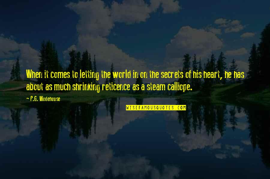 Reticence Quotes By P.G. Wodehouse: When it comes to letting the world in