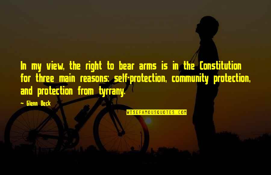 Retinal Tear Quotes By Glenn Beck: In my view, the right to bear arms