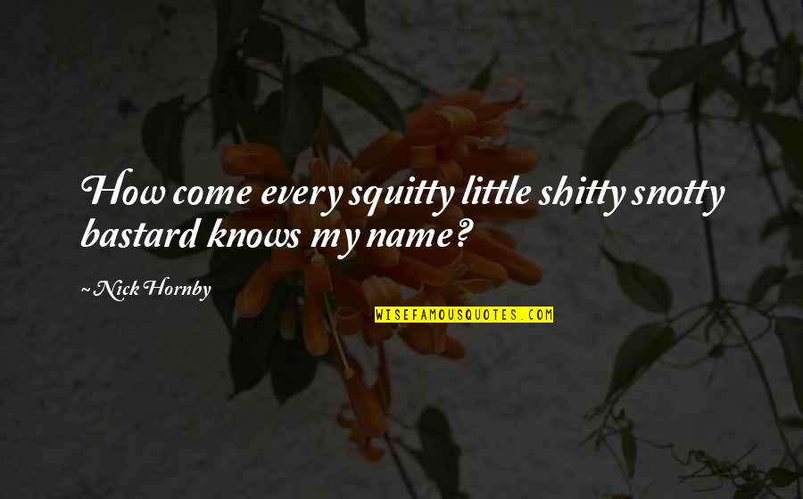 Retrasar Definicion Quotes By Nick Hornby: How come every squitty little shitty snotty bastard