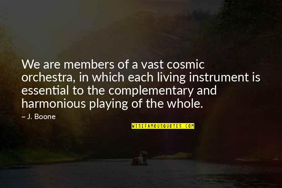Retrospectiva Antonimo Quotes By J. Boone: We are members of a vast cosmic orchestra, Retrospectiva Antonimo Quotes By J. Boone: We are members of a vast cosmic orchestra,