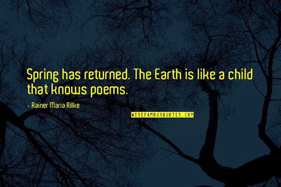 Returned Quotes By Rainer Maria Rilke: Spring has returned. The Earth is like a