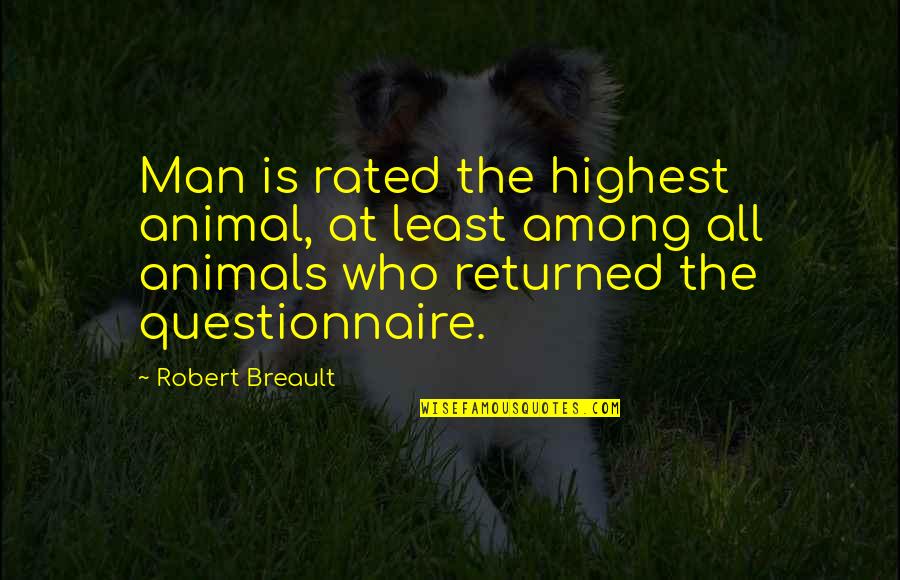 Returned Quotes By Robert Breault: Man is rated the highest animal, at least