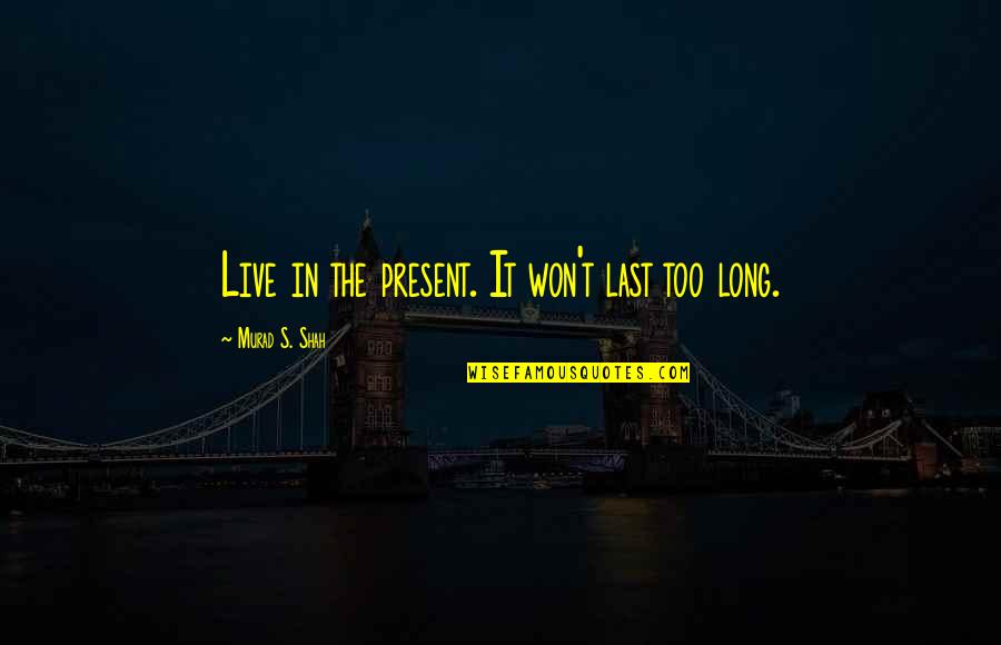 Revegetating Quotes By Murad S. Shah: Live in the present. It won't last too
