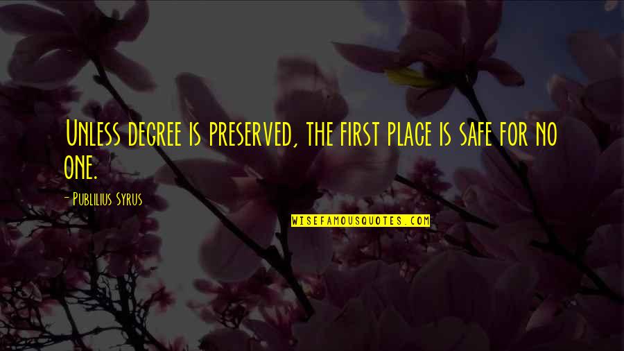 Revelations End World Quotes By Publilius Syrus: Unless degree is preserved, the first place is Revelations End World Quotes By Publilius Syrus: Unless degree is preserved, the first place is
