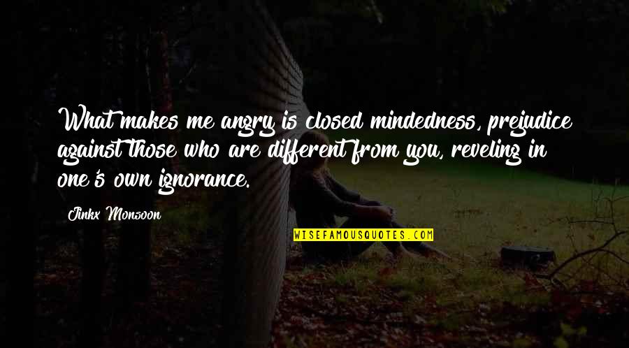 Reveling Quotes By Jinkx Monsoon: What makes me angry is closed mindedness, prejudice