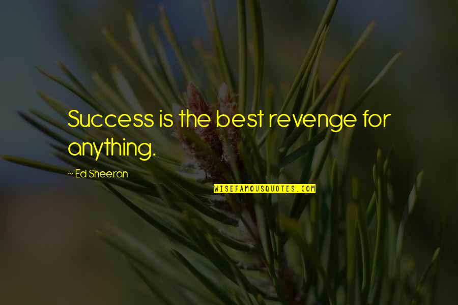 Revenge With Success Quotes By Ed Sheeran: Success is the best revenge for anything.