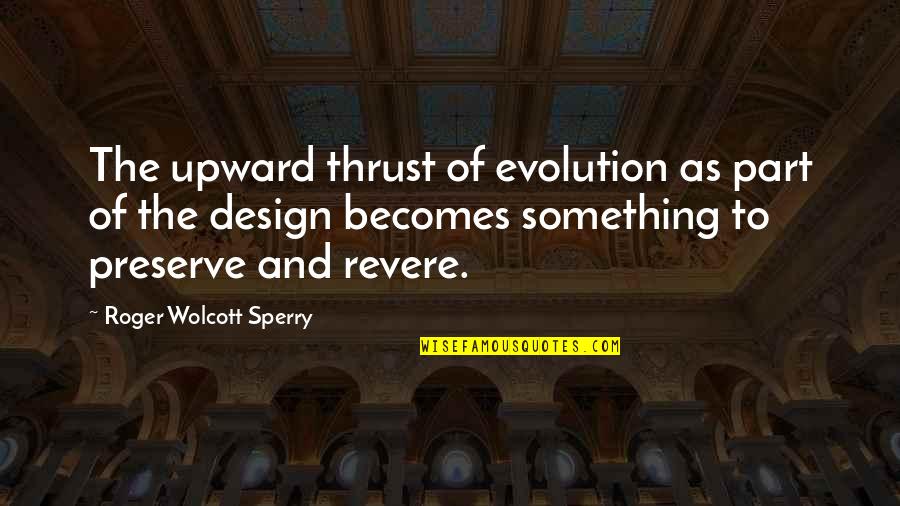 Revere's Quotes By Roger Wolcott Sperry: The upward thrust of evolution as part of