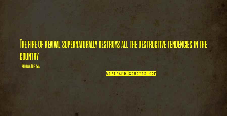 Revival Fire Quotes By Sunday Adelaja: The fire of revival supernaturally destroys all the