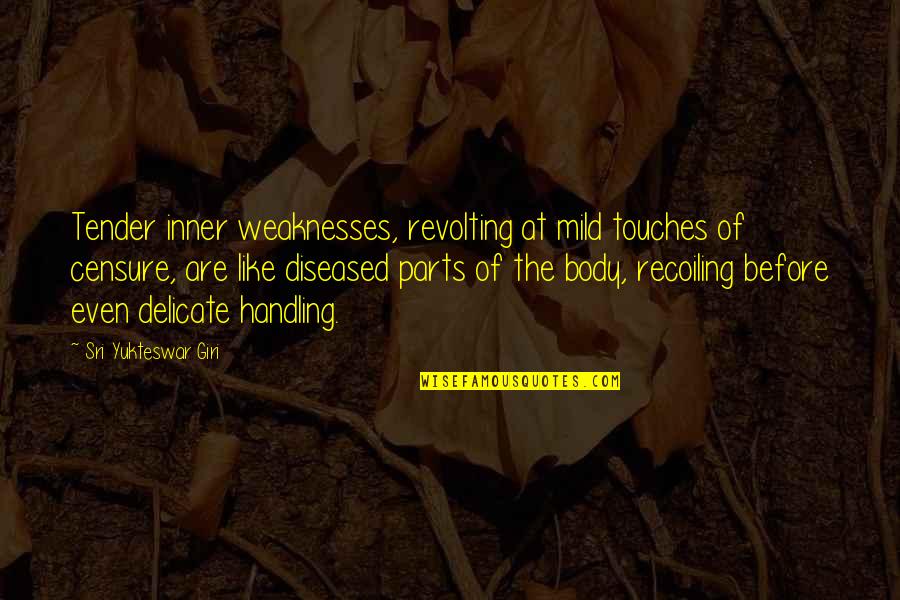 Revolting Quotes By Sri Yukteswar Giri: Tender inner weaknesses, revolting at mild touches of Revolting Quotes By Sri Yukteswar Giri: Tender inner weaknesses, revolting at mild touches of