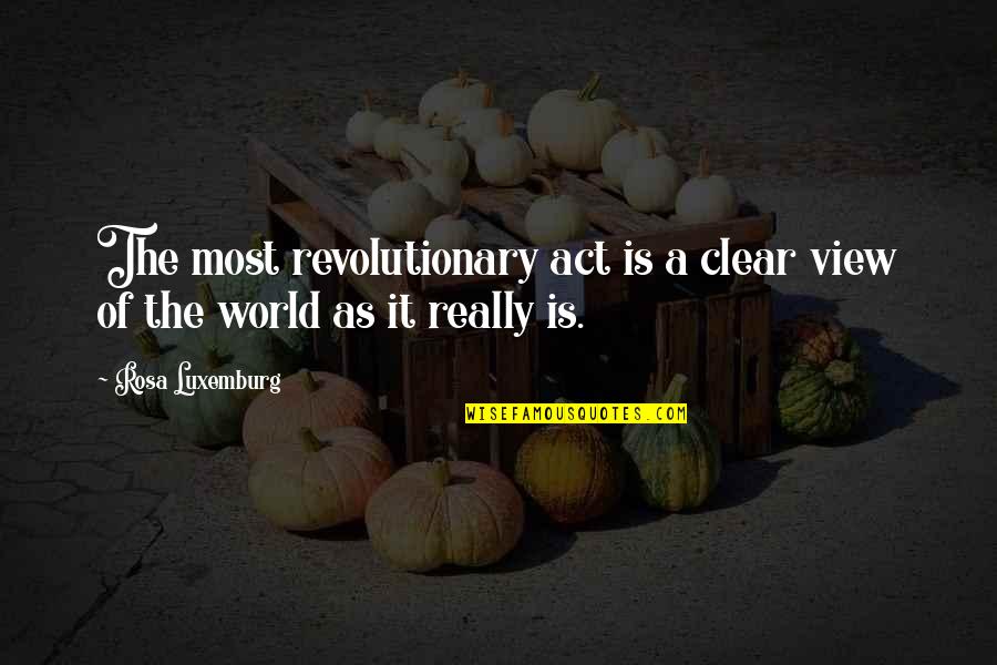 Revolutionary Act Quotes By Rosa Luxemburg: The most revolutionary act is a clear view