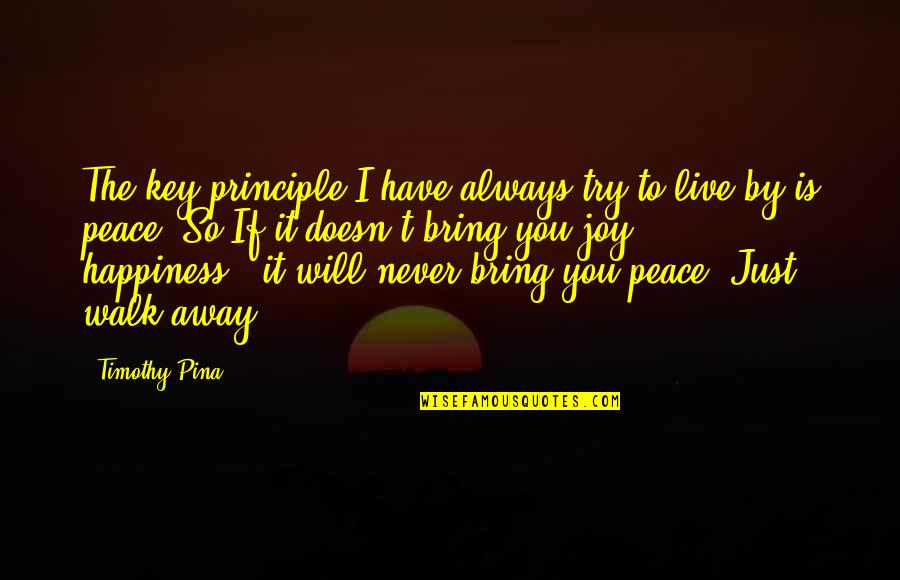 Revoultionary Quotes By Timothy Pina: The key principle I have always try to