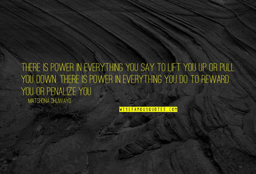Reward Quotes Quotes By Matshona Dhliwayo: There is power in everything you say to
