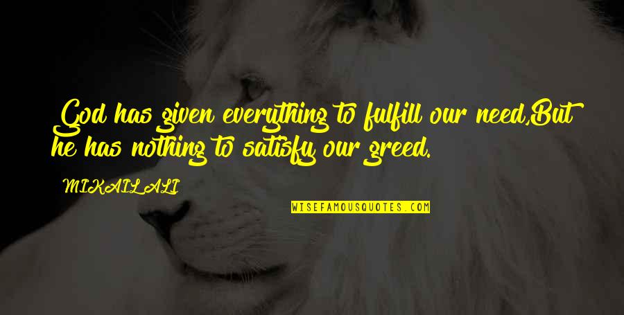 Rewind The Weekend Quotes By MIKAIL ALI: God has given everything to fulfill our need,But