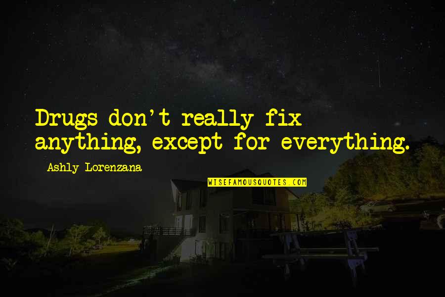 Rex Applegate Quotes By Ashly Lorenzana: Drugs don't really fix anything, except for everything.