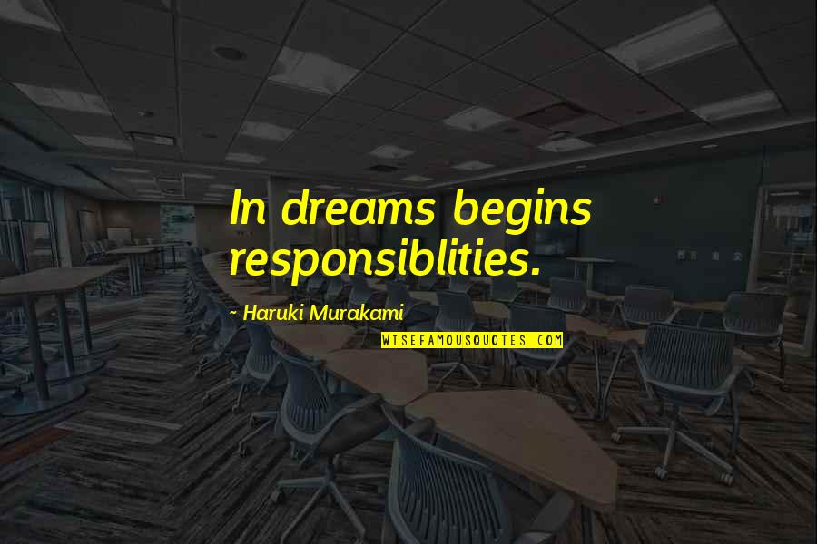 Rhema Quotes By Haruki Murakami: In dreams begins responsiblities.