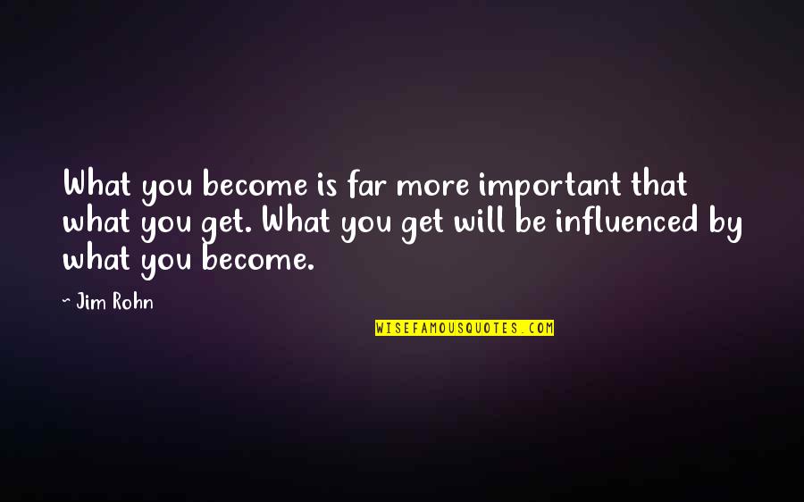 Rheta Johnson Quotes By Jim Rohn: What you become is far more important that