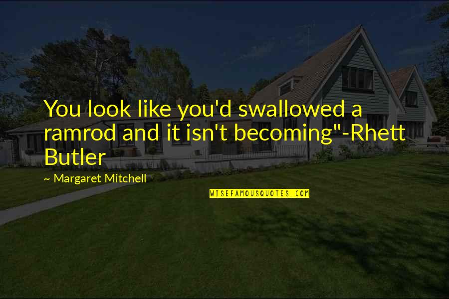 Rhett's Quotes By Margaret Mitchell: You look like you'd swallowed a ramrod and