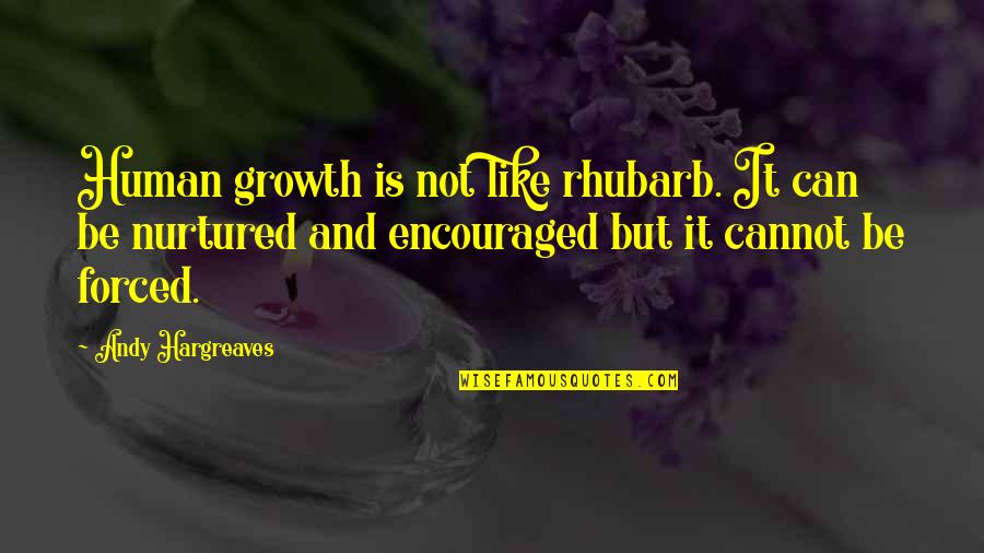 Rhubarb Quotes By Andy Hargreaves: Human growth is not like rhubarb. It can