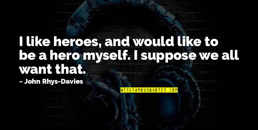 Rhys And Quotes By John Rhys-Davies: I like heroes, and would like to be