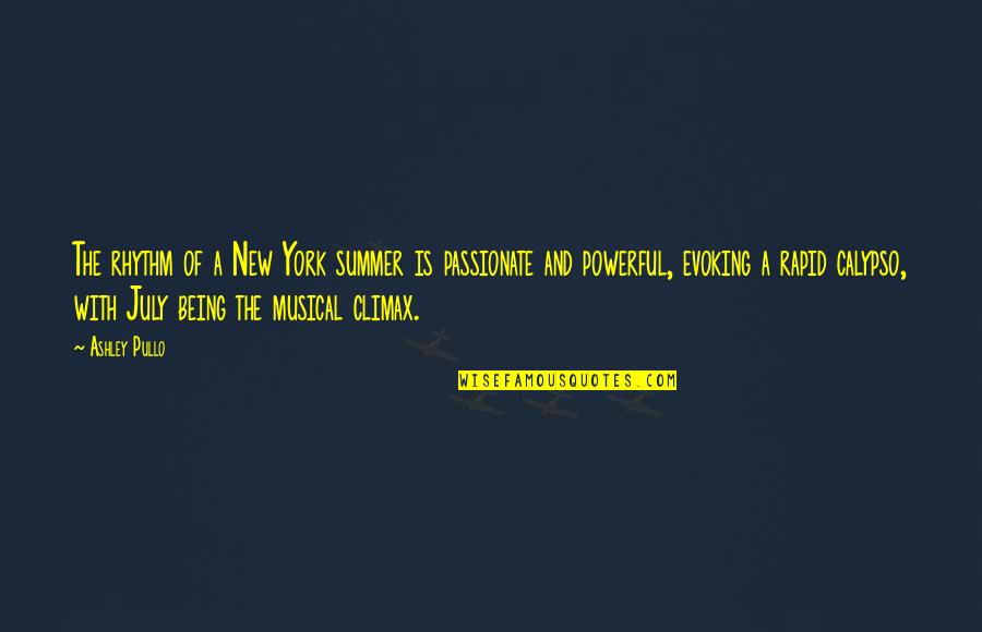 Rhythm In Music Quotes By Ashley Pullo: The rhythm of a New York summer is