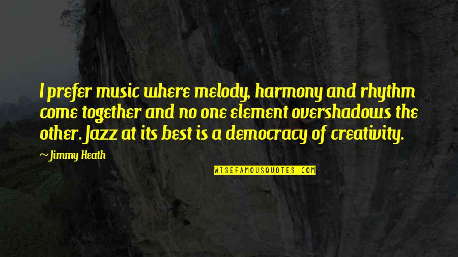 Rhythm Music Quotes By Jimmy Heath: I prefer music where melody, harmony and rhythm