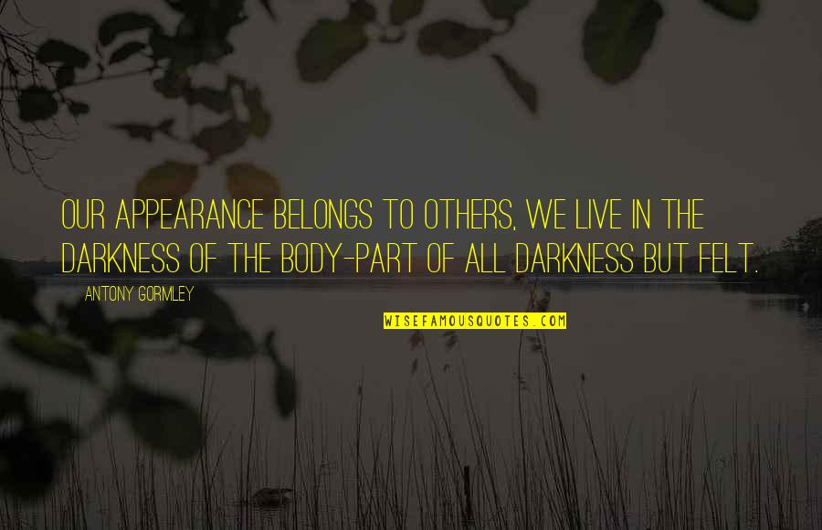 Ribatis Casa Quotes By Antony Gormley: Our appearance belongs to others, we live in