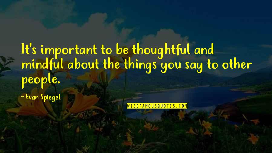 Ribeiro Quotes By Evan Spiegel: It's important to be thoughtful and mindful about Ribeiro Quotes By Evan Spiegel: It's important to be thoughtful and mindful about