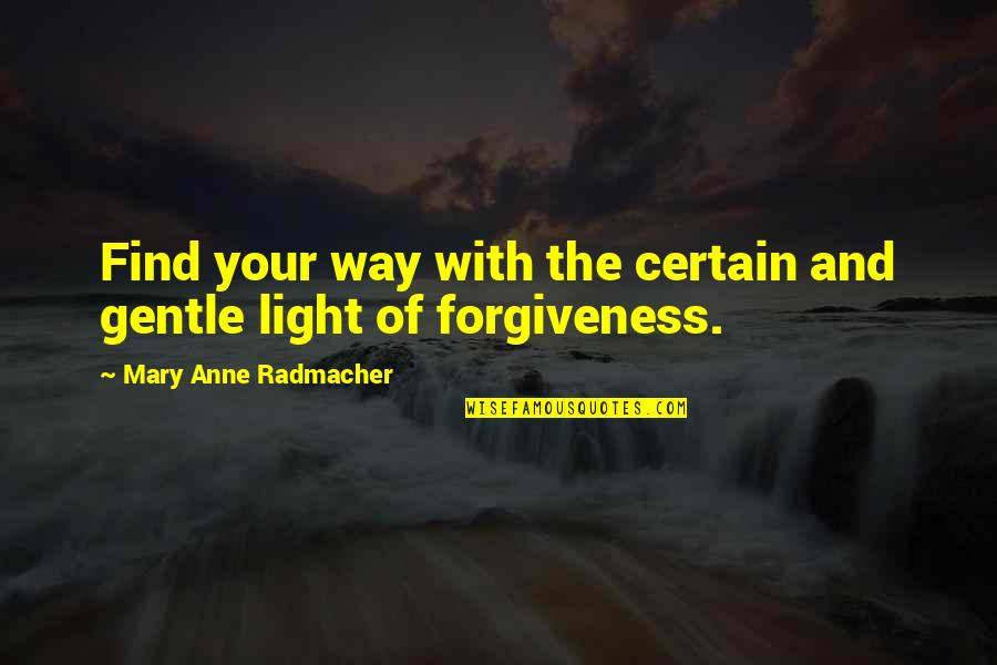 Ricardo Hoyos Quotes By Mary Anne Radmacher: Find your way with the certain and gentle Ricardo Hoyos Quotes By Mary Anne Radmacher: Find your way with the certain and gentle