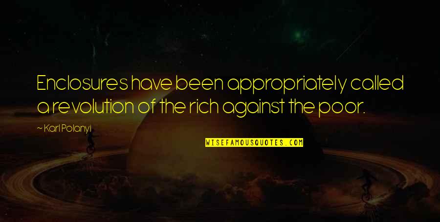 Rich Against Poor Quotes By Karl Polanyi: Enclosures have been appropriately called a revolution of