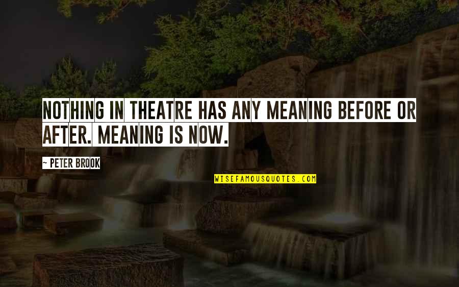 Rich But Unhappy Quotes By Peter Brook: Nothing in theatre has any meaning before or