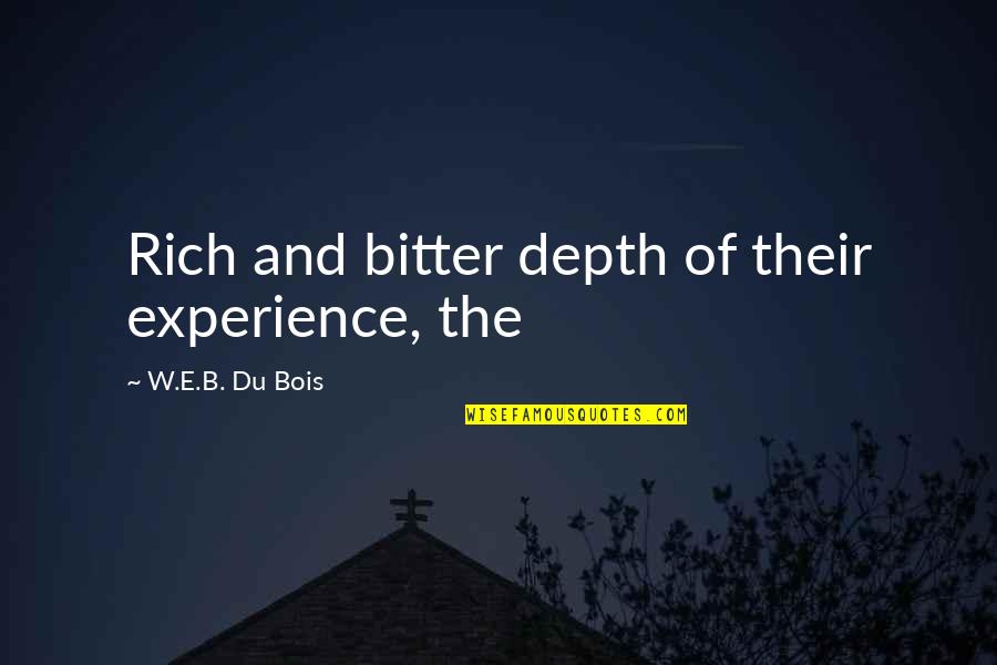 Rich Experience Quotes By W.E.B. Du Bois: Rich and bitter depth of their experience, the