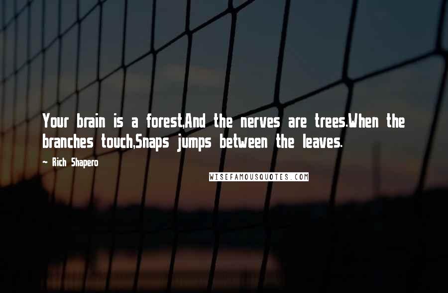 Rich Shapero quotes: Your brain is a forest,And the nerves are trees.When the branches touch,Snaps jumps between the leaves.