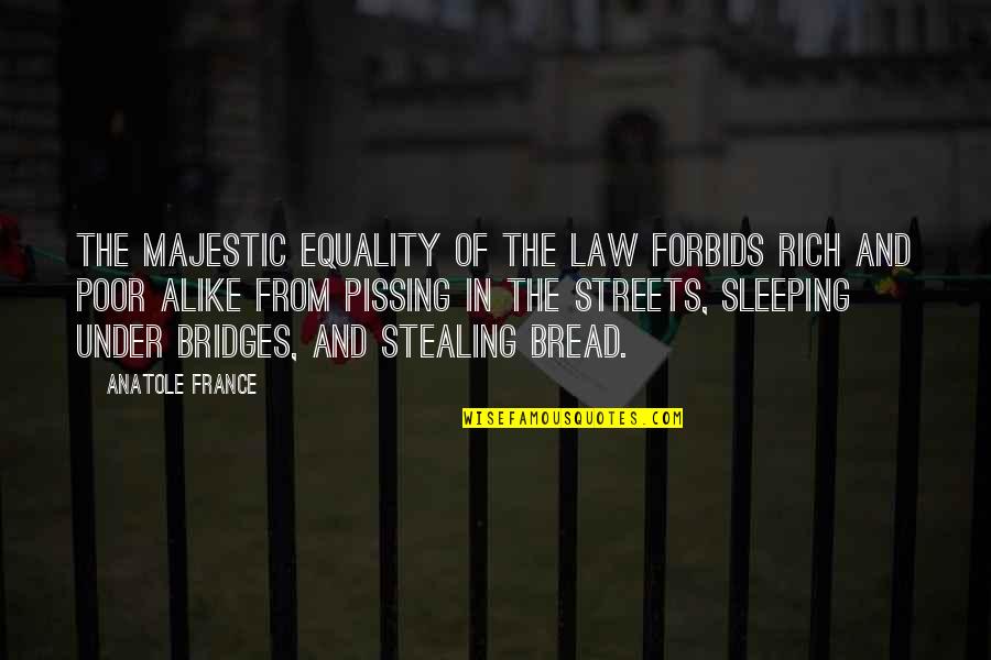 Rich Stealing From Poor Quotes By Anatole France: The majestic equality of the law forbids rich